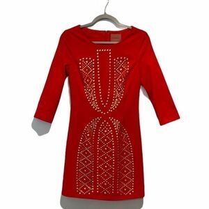 I. Madeline Red BodyCon Long Sleeved Midi Dress Size Small